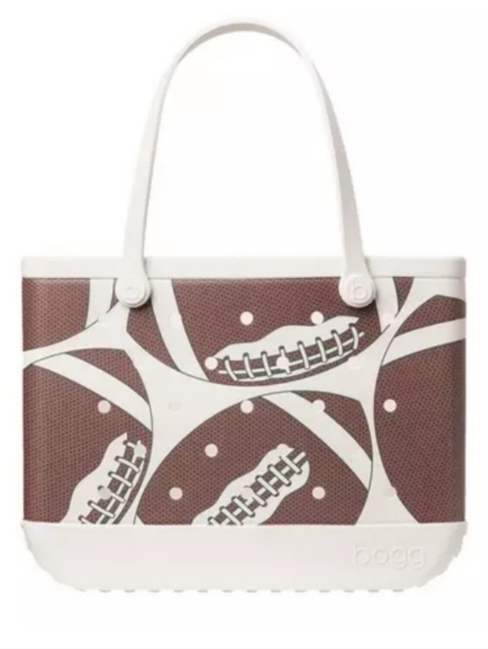 BOGG BAG Footall Brown and White Graphic Print Tote